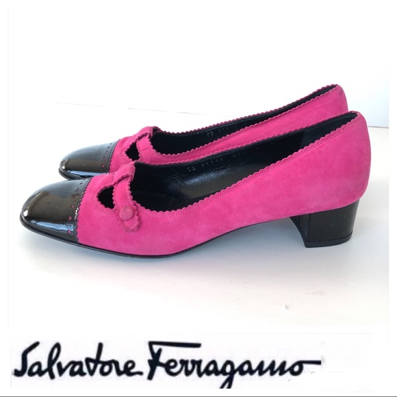 Salvatore Ferragamo Shoes - ♦️SOLD♦️SALVATORE FERRAGAMO Pink Suede Black Patent Leather Cap Toe Flat Loafer